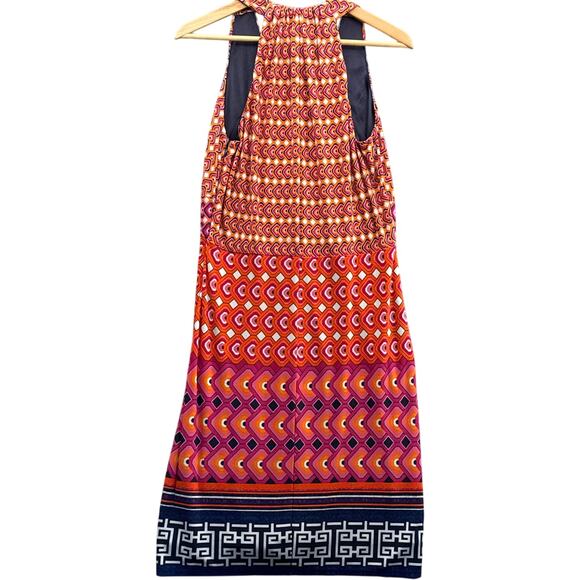 Laundry by Shelli Segal Orange Pink Geometric Sleeveless Halter Dress Women 10 - Picture 2 of 11